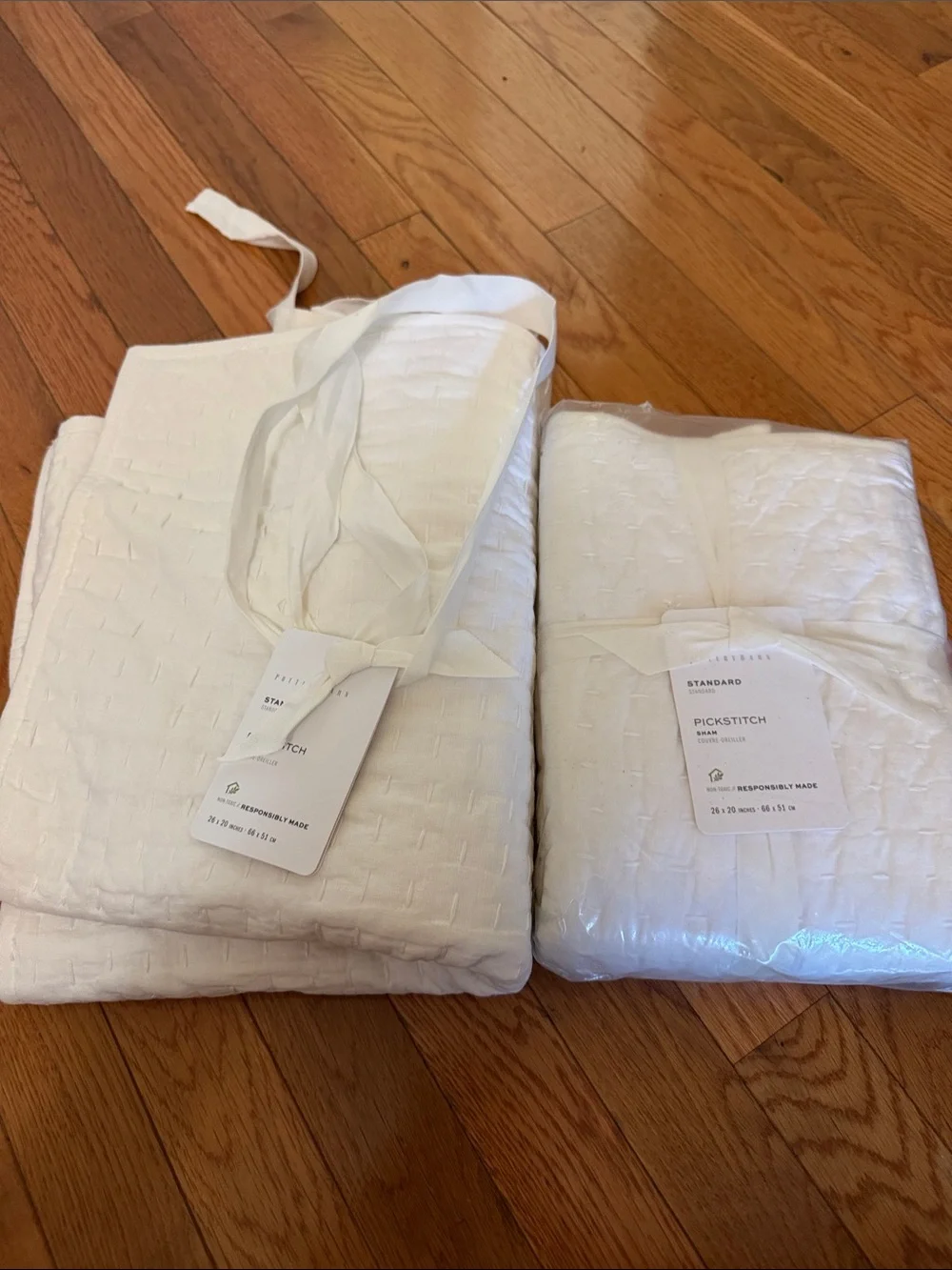Pottery Barn Standard Pickstitch White Shams NWT (2) $59 each